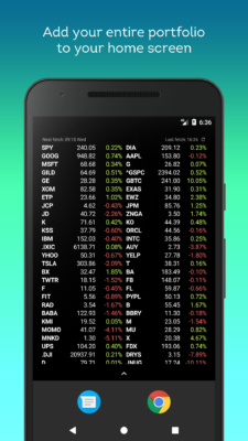 App Stocks Widget