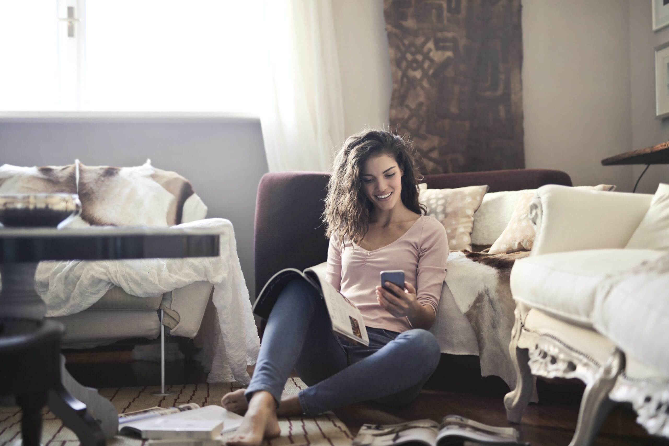 Woman in living room