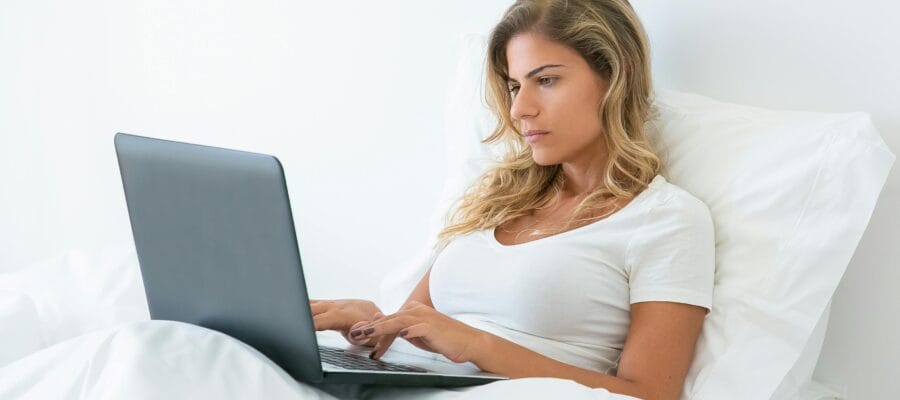 Womain with computer